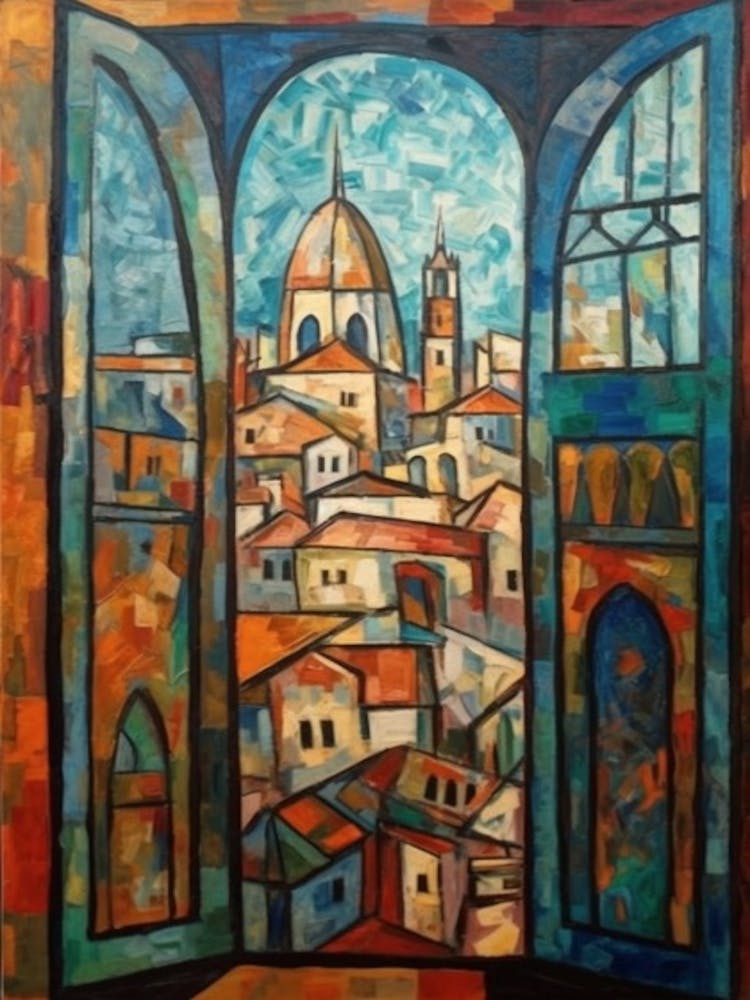 Window View Istanbul Of In The Style Of Cubism 4