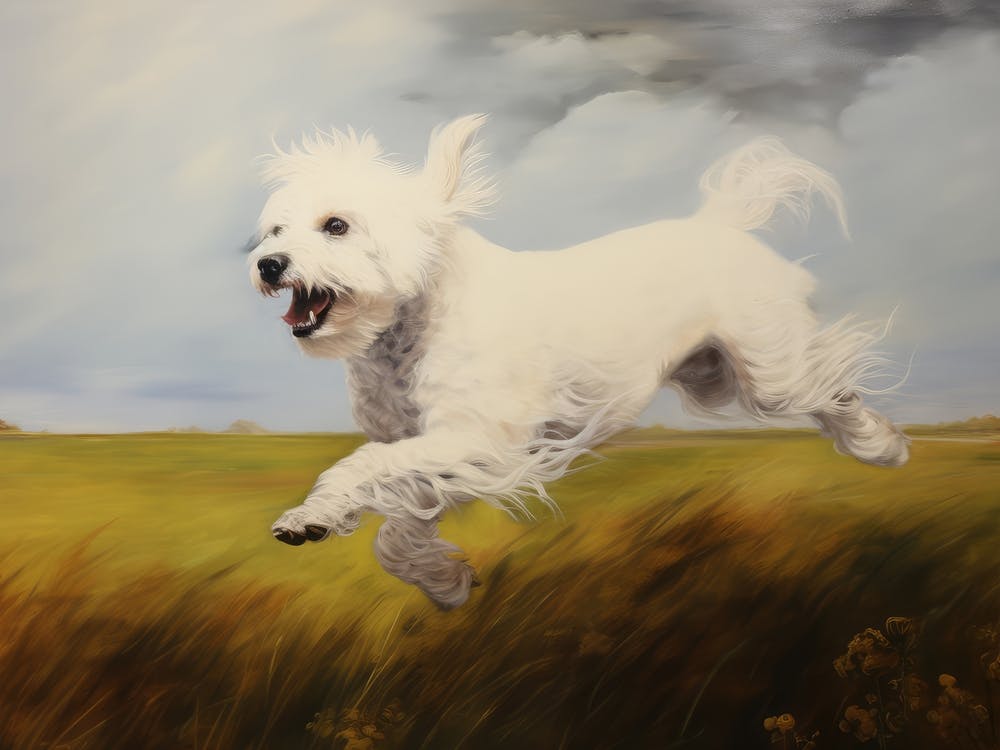 Vintage Dog Oil Painting