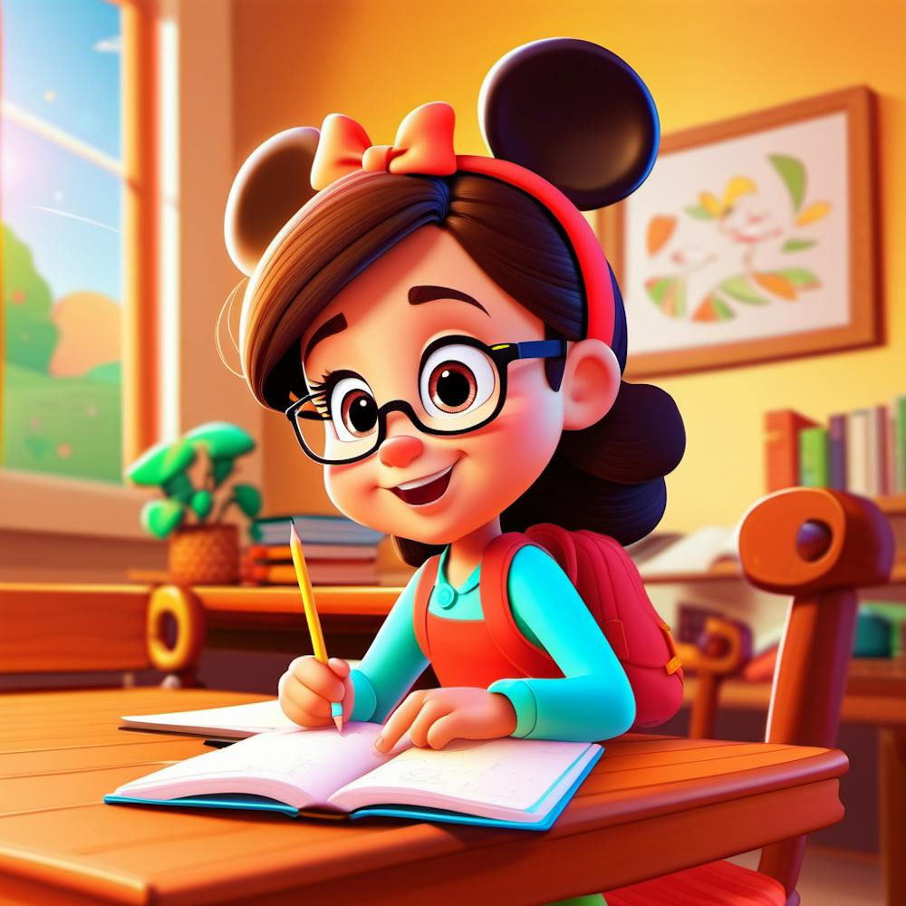 Écolière à lunettes