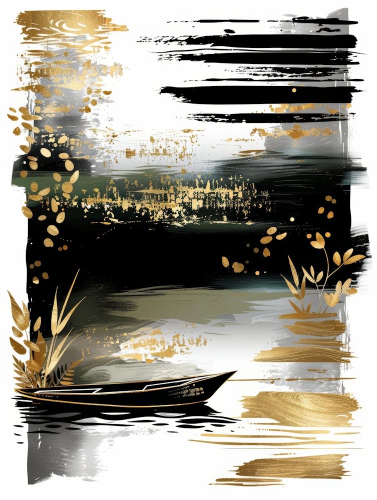 Gold Boat On The Water