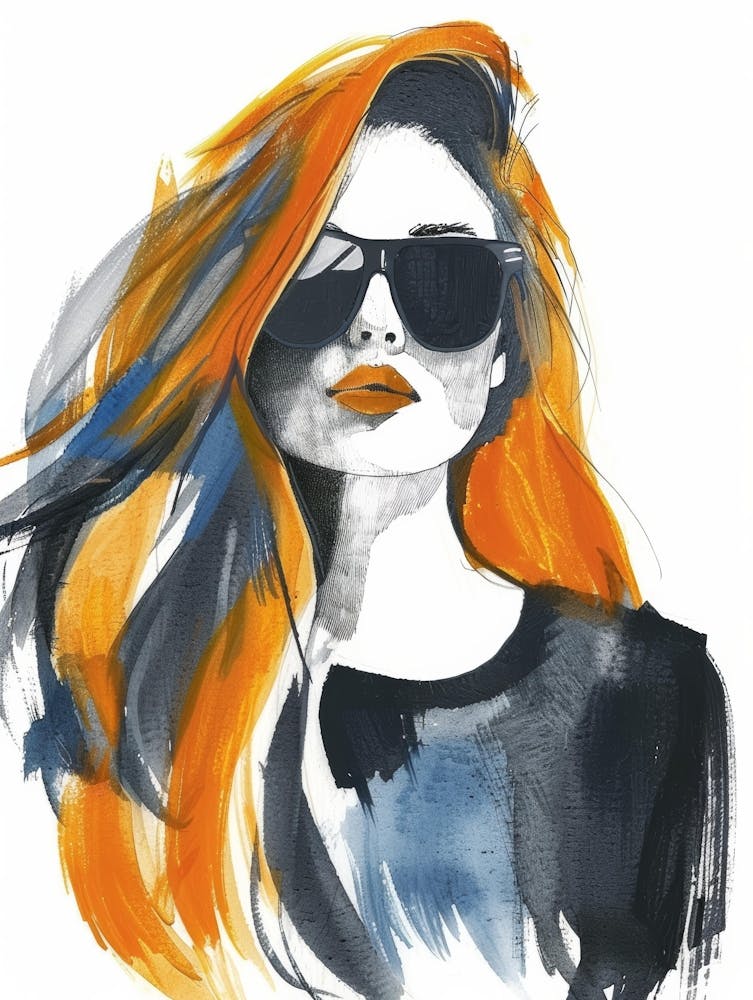 Watercolor Of A Woman With Orange Hair