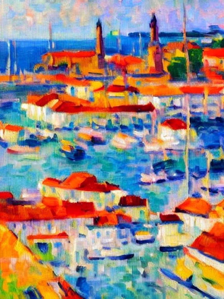 Port Of Constanța Romania Brushwork Painting harbour