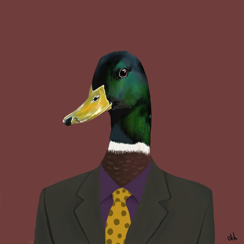 Duck In Suit 2 Square