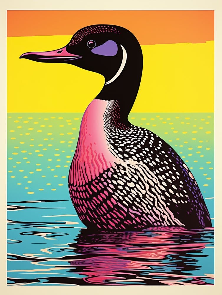Andy Warhol Style Bird Common Loon 2