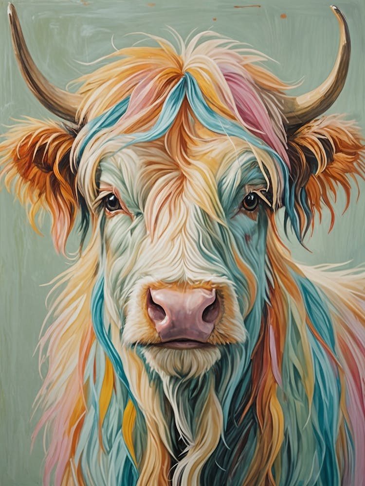 Rainbow Highland Cow no1
