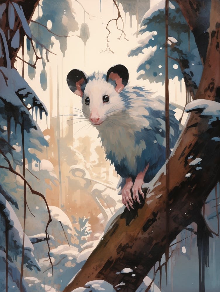 Winter Opossum 3 Illustration