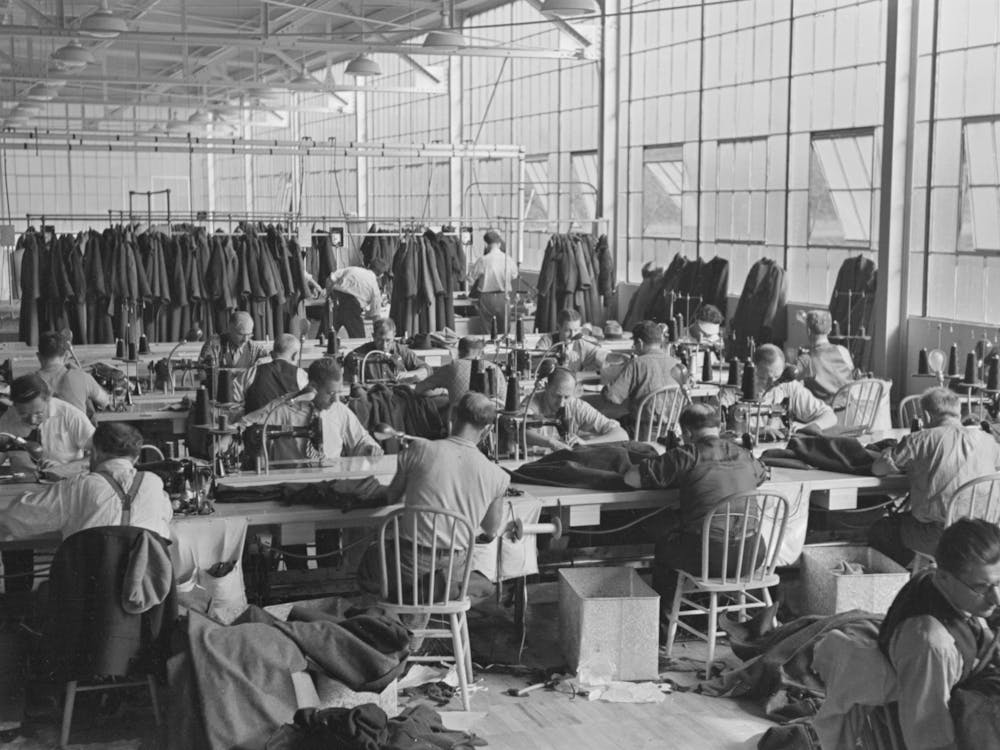 Interior Of Cooperative Garment Factory At Jersey Homesteads, Showing Some Of The Eighty Homesteaders At Their Work