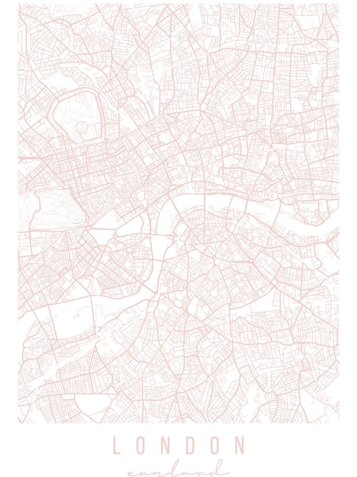 London England Light Pink Minimal Street Map