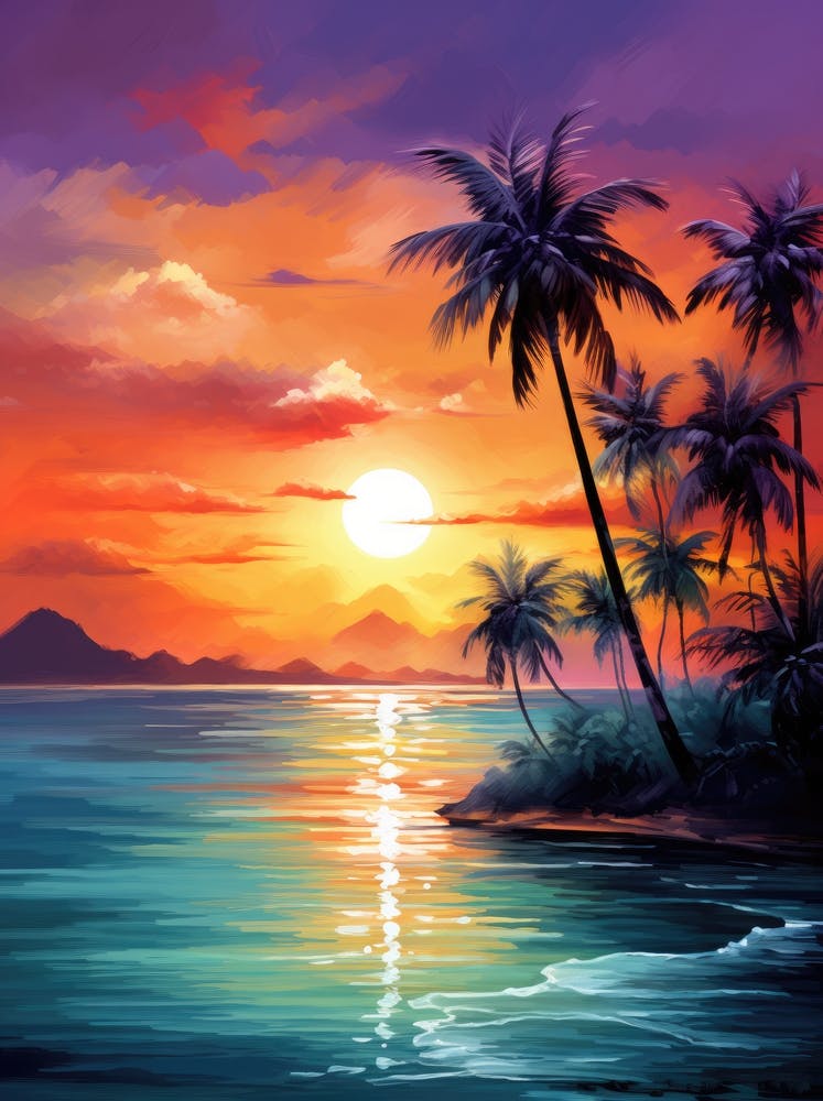 Sunset With Palm Trees 1
