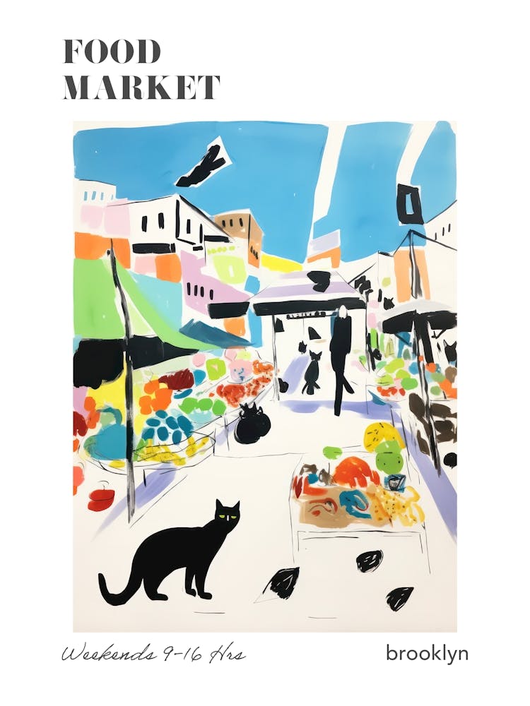 The Food Market In Brooklyn 3 Illustration Poster