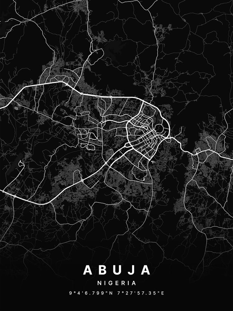 Abuja Federal Capital Territory Nigeria Black Map