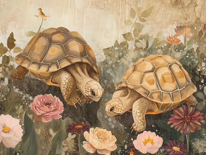 Floral Animal Illustration Turtle