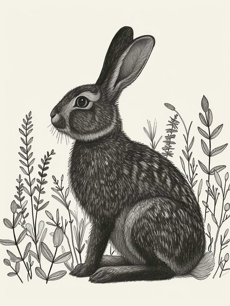Belgian Hare Blockprint Illustration 8