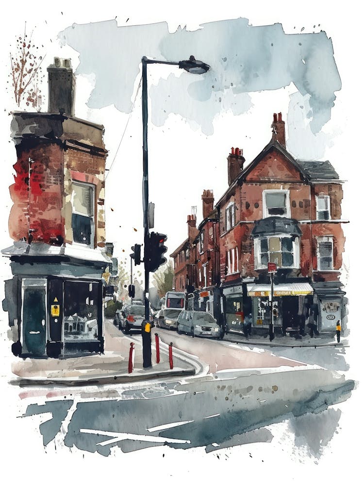 Barnet London Borough   Street Watercolour 4