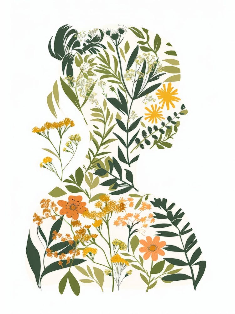 Portrait Of A Woman With Flowers 4