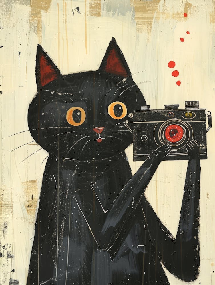 Black Cat With Camera