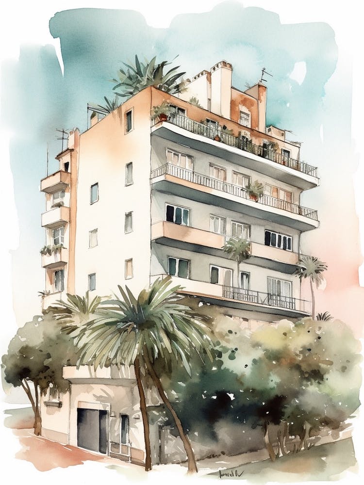 Punta Carretas Montevideo Neighborhood, Watercolour 2