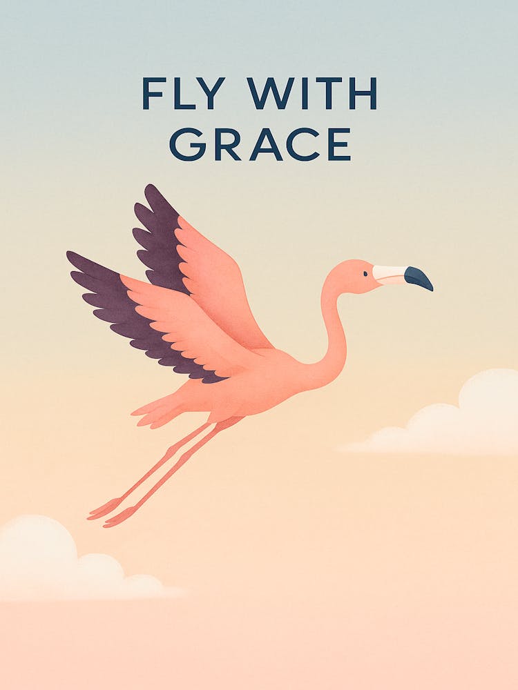 Fly with Grace – Minimalist Flamingo Wall Art