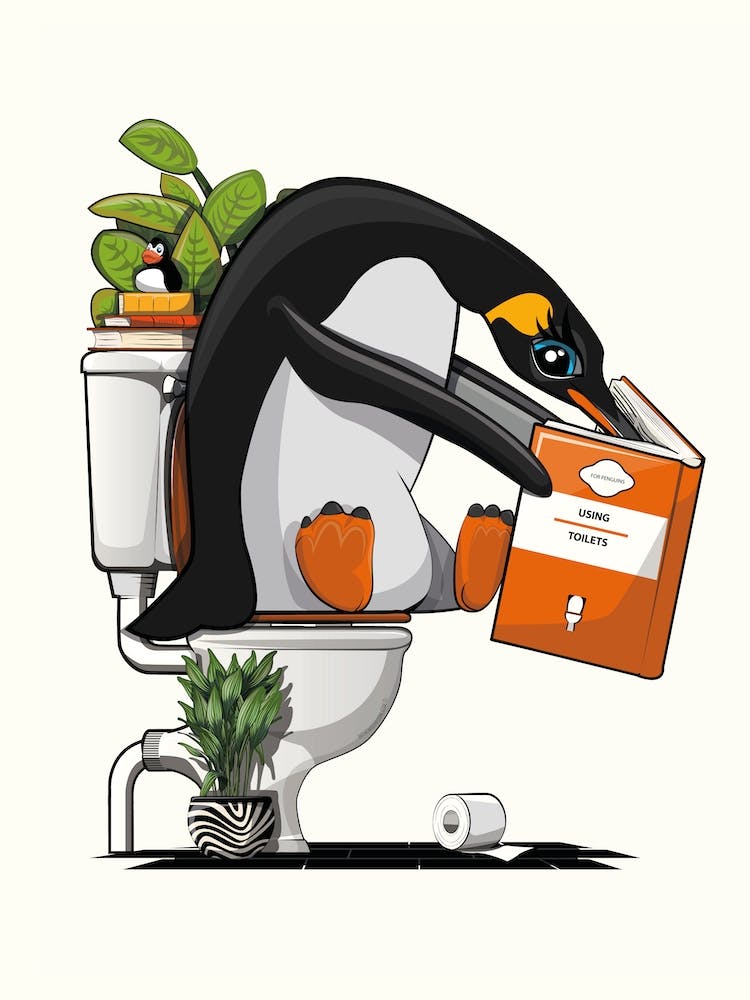 Penguin On The Toilet