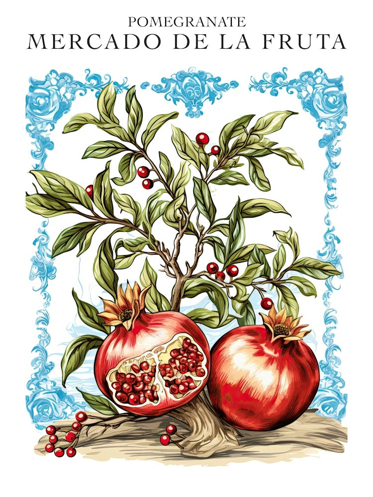Mercado De La Fruta Pomegranate Illustration 7 Poster