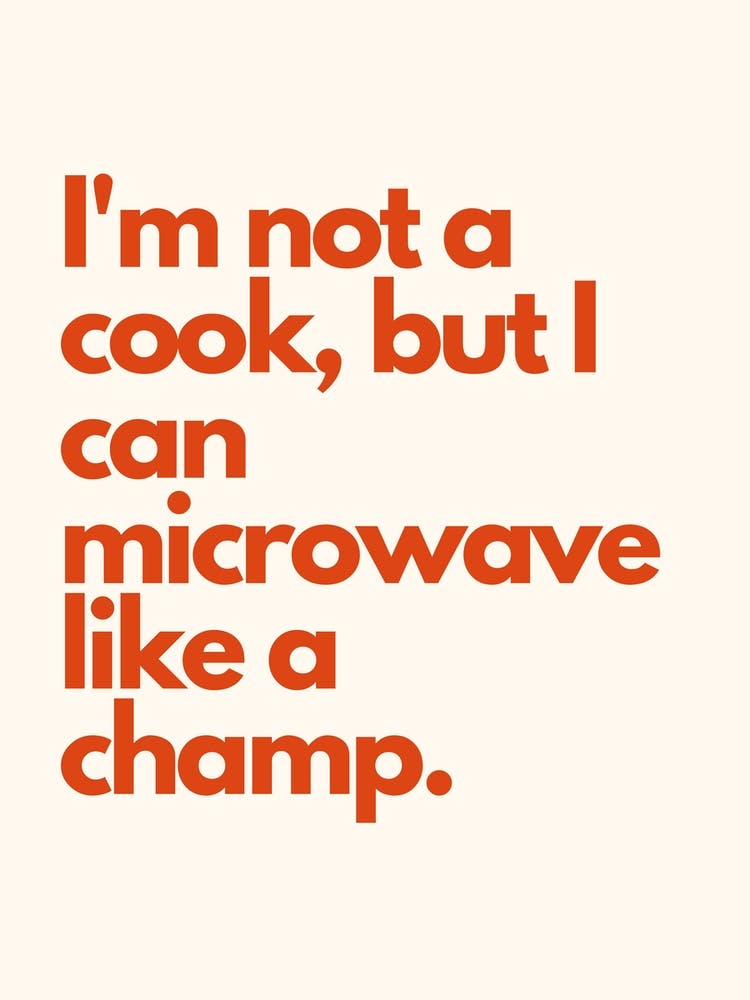 Microwave Like A Champ Kitchen Typography Cream Red
