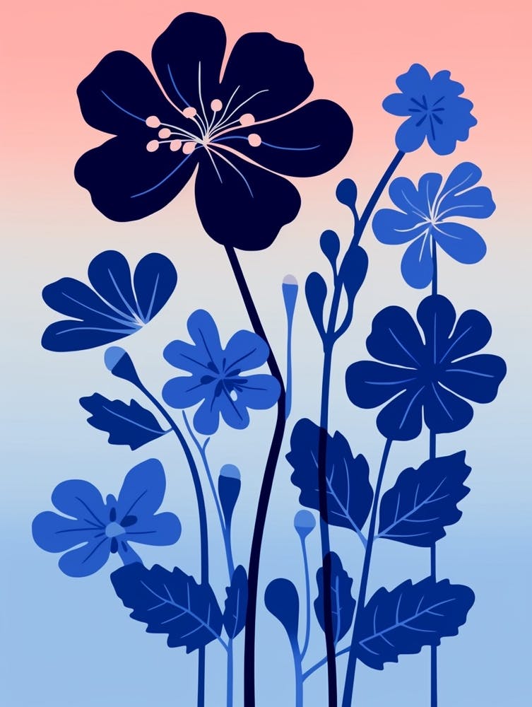 Blue Flower Illustration Geranium 4