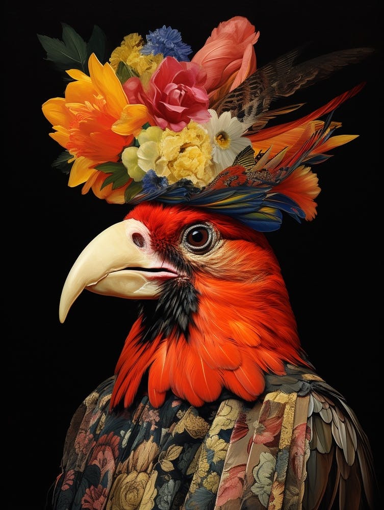 Bird With A Flower Crown Cardinal 2