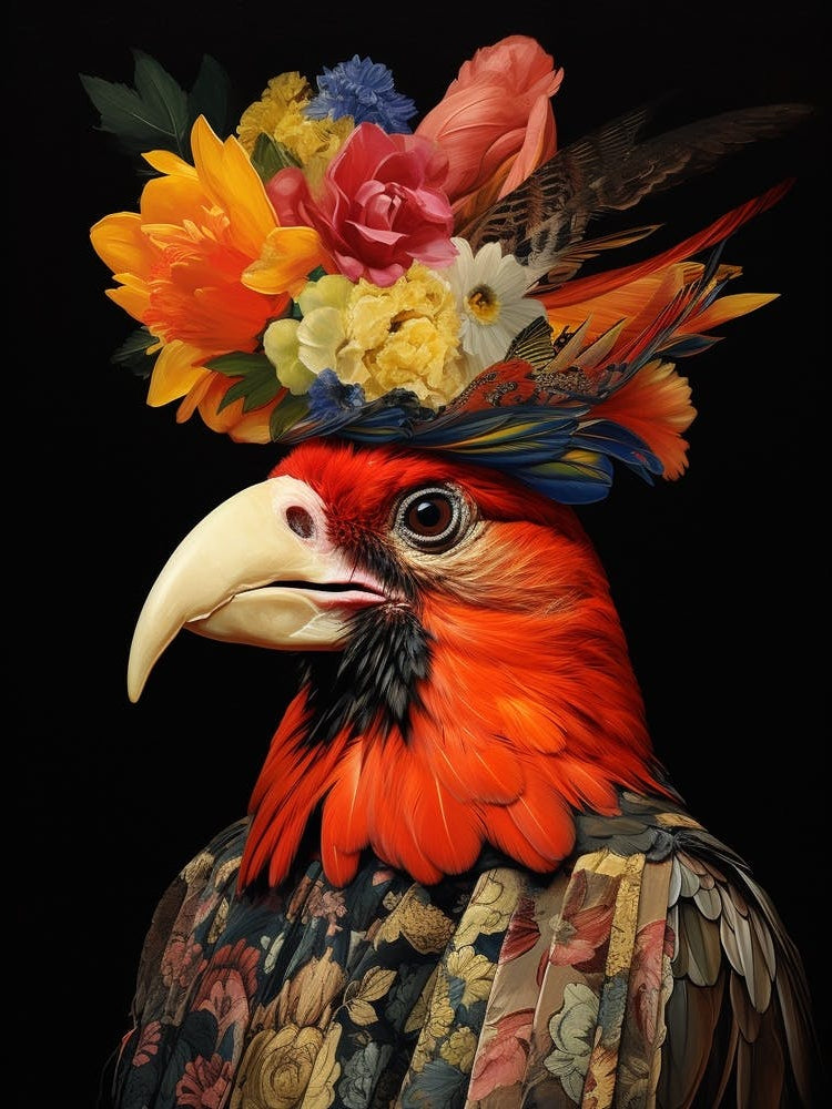 Bird With A Flower Crown Cardinal 2