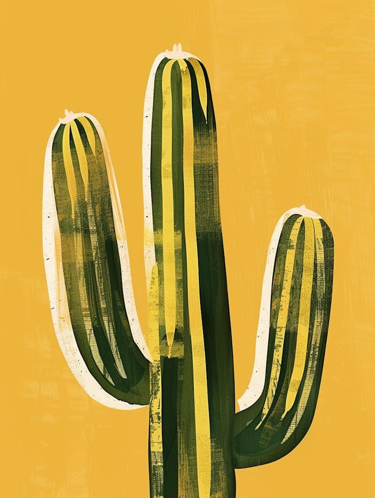 Saguaro Cactus Minimalist Abstract Illustration 1