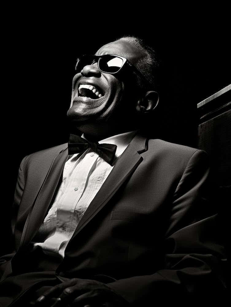 Black And White Photograph Of Ray Charles 1