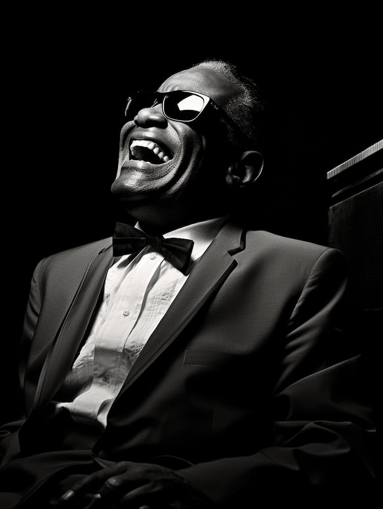 Black And White Photograph Of Ray Charles 1