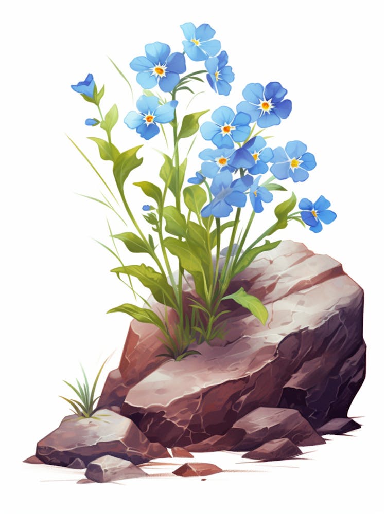 Forget Me Not Sprouting From A Rock (2)
