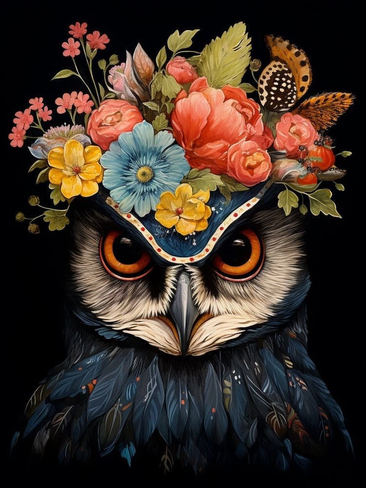 Bird With A Flower Crown Owl 2