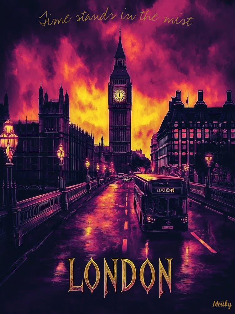 London Skyline Charcoal Monochrome Art Urban Poster 1