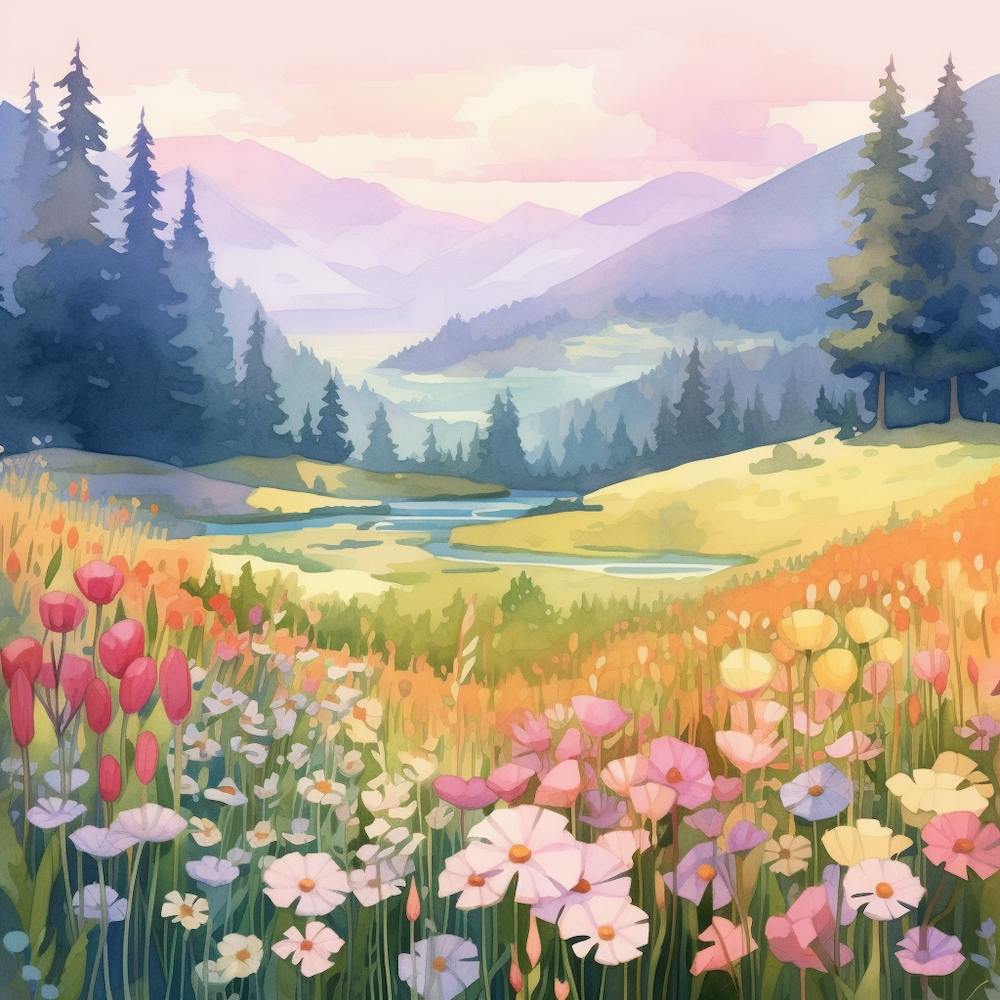 Watercolor Meadow Painting