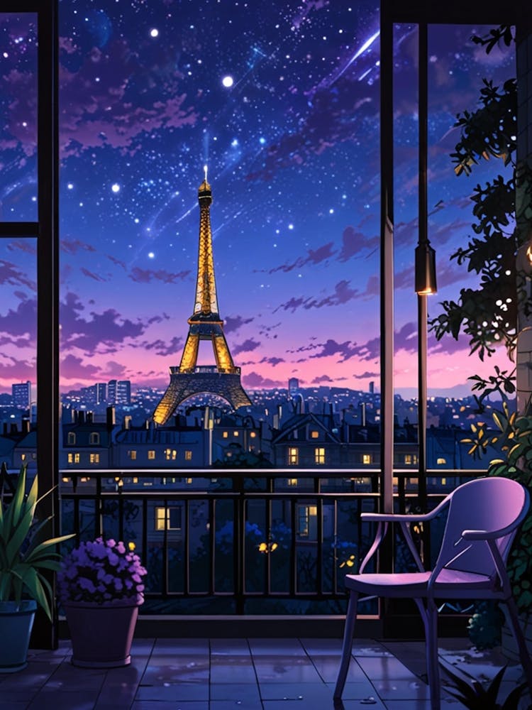 Paris Night Sky Anime aesthetic 2