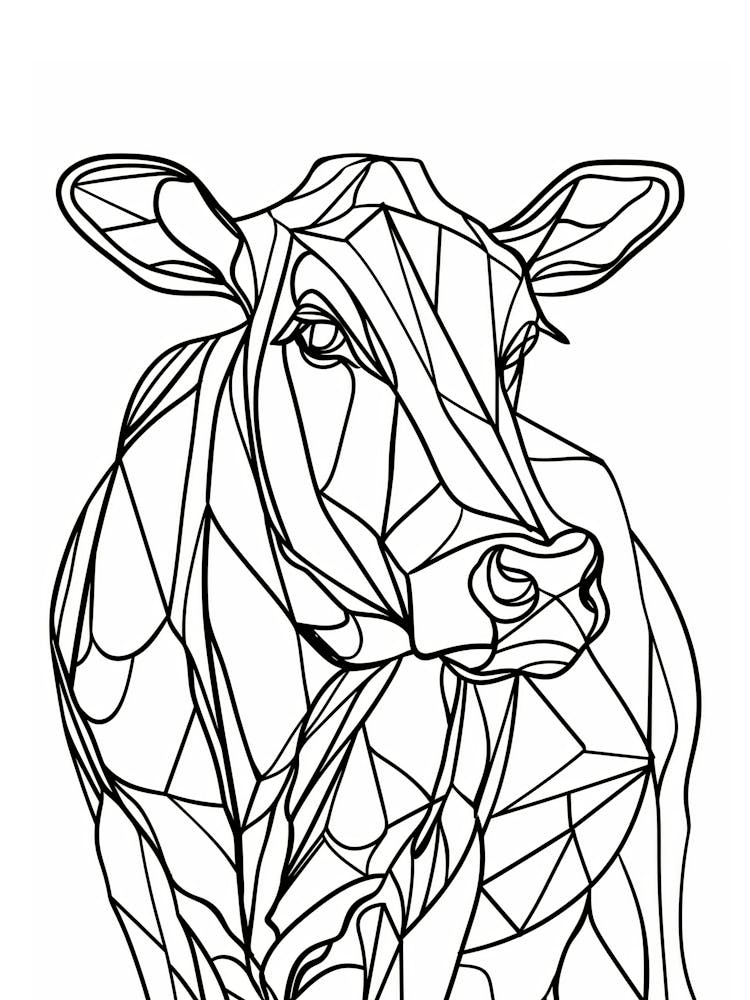 Geometric Cow animal lines art