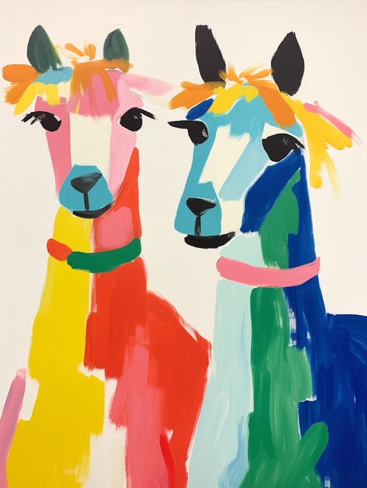 Colourful Kids Animal Art Llama 2