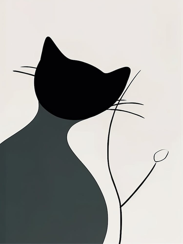 Cat Line Art Abstract 3