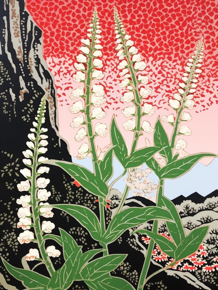 Suzuran Lily Of The Valley Vintage Botanical Woodblock