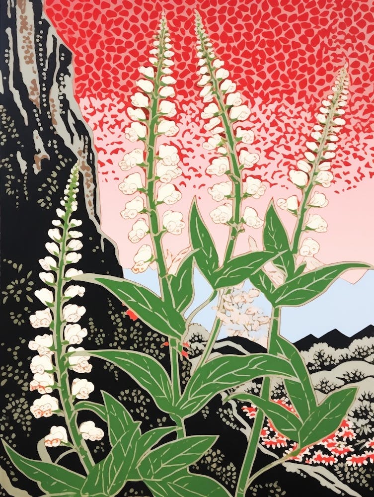Suzuran Lily Of The Valley Vintage Botanical Woodblock