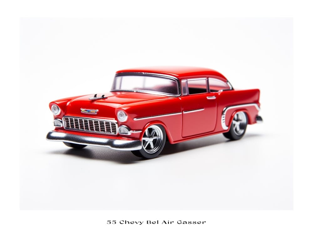 Toy Car 55 Chevy Bel Air Gasser Red Poster