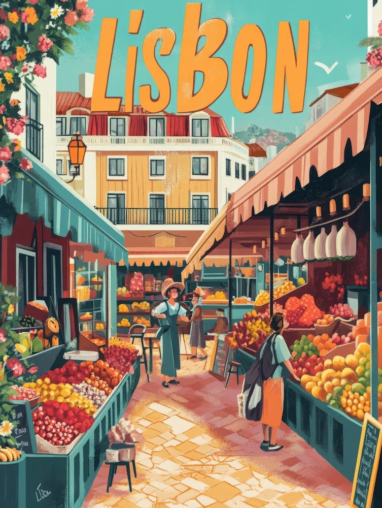Aihrgdesign A 1970s Inspired Travel Poster For Lisbon 3