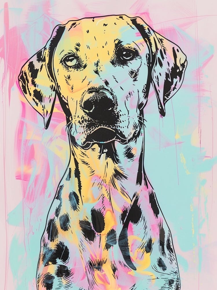 Dalmation Dog Pastel Line Illustration 1