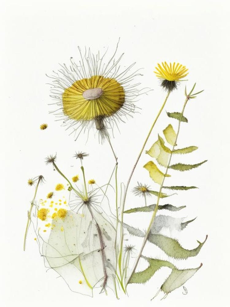 Dandelion Spices And Herbs Pencil Illustration 1