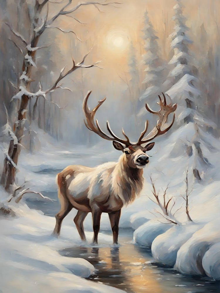 Elk In The Snow