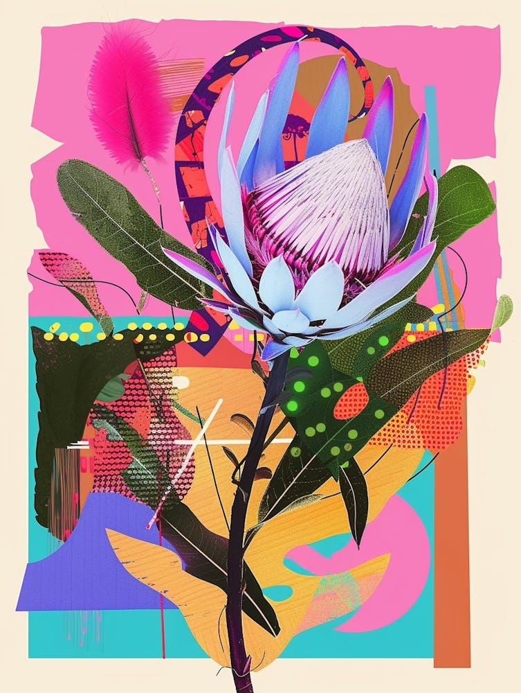 Protea 3 Neon Flower Collage