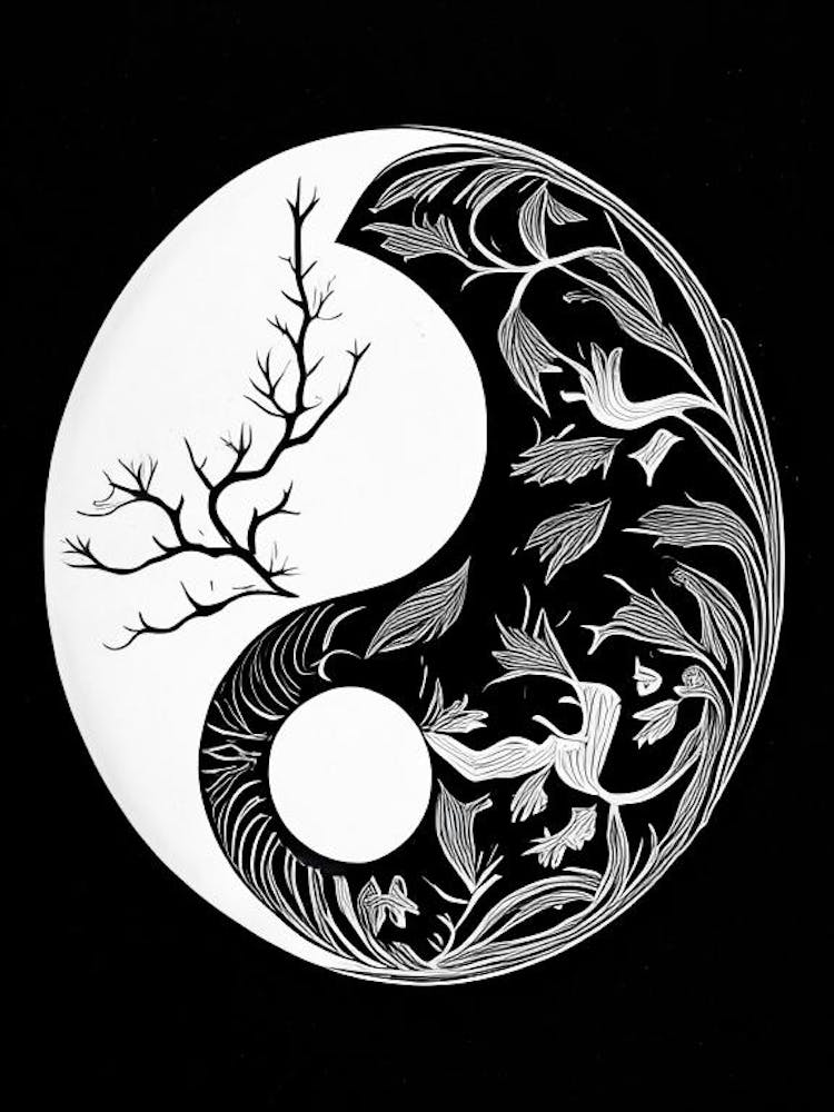 Minimal Yin and Yang 6 Linocut