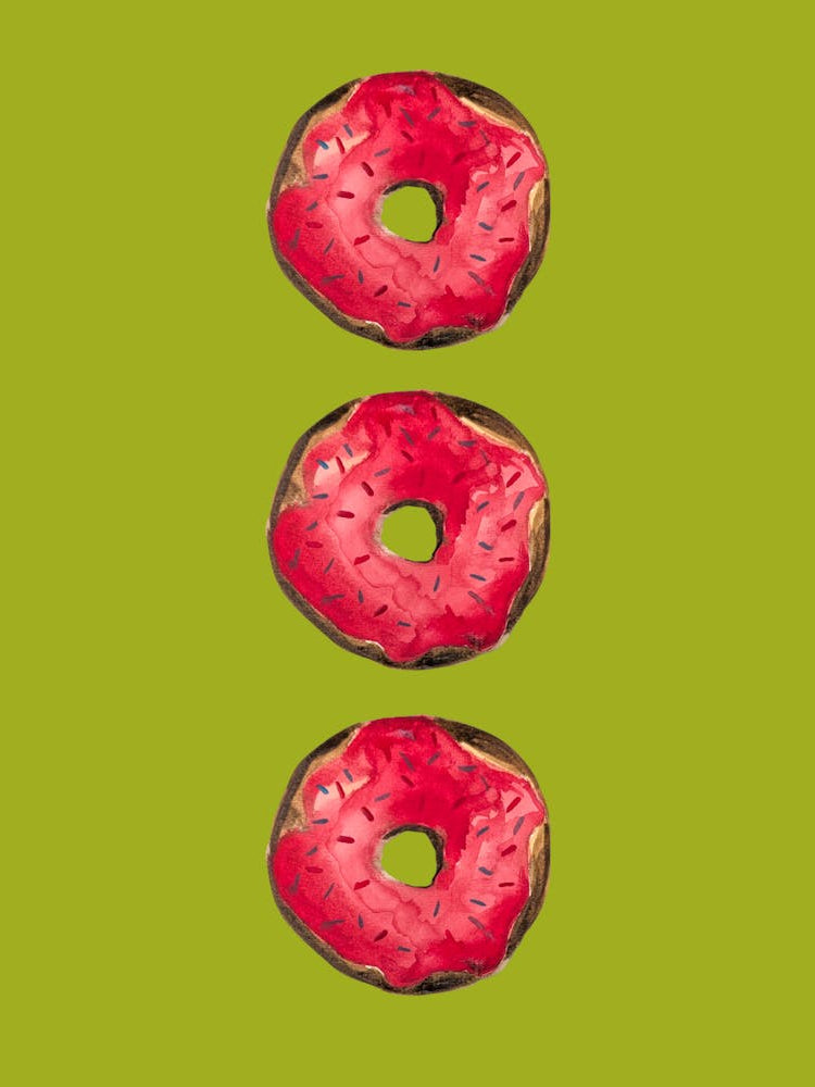 Three Doughnuts Watercolour Illustration Kitchen