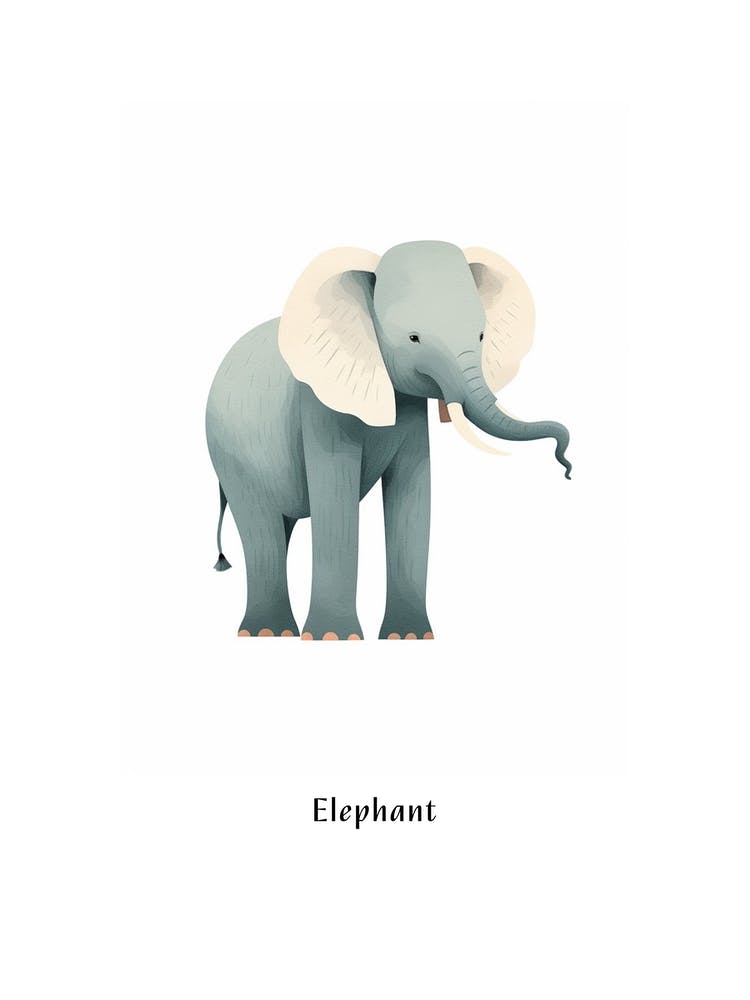 Elephant 2 Kids Animal Poster